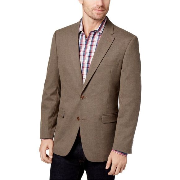 Tommy Hilfiger Mens Stretch Two Button Blazer Jacket, Brown, NWT - Picture 1 of 1